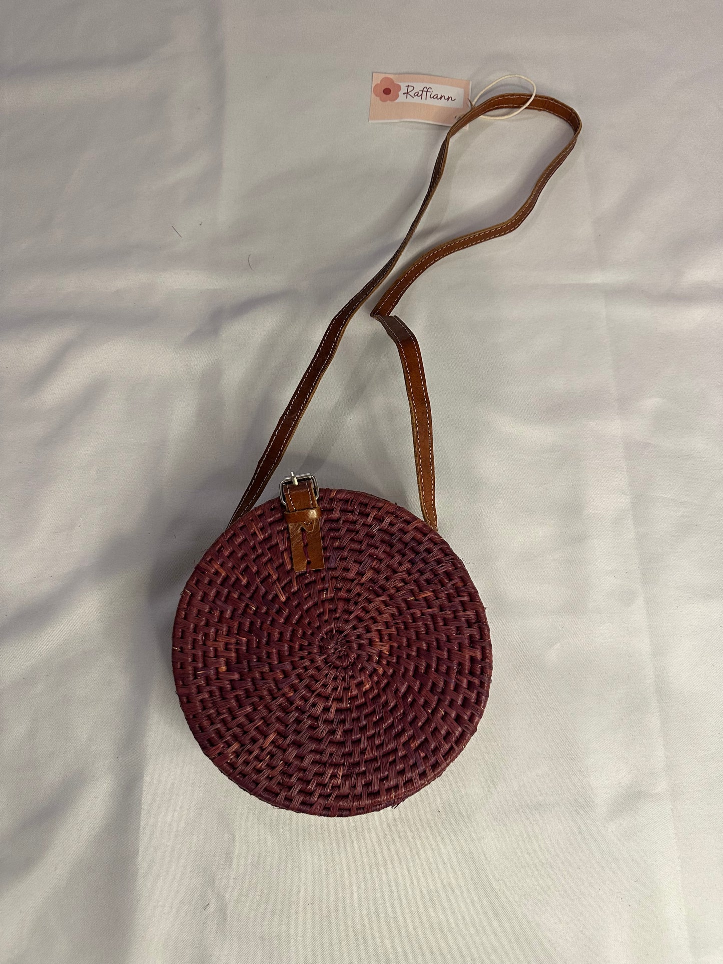 Raffia small round purse