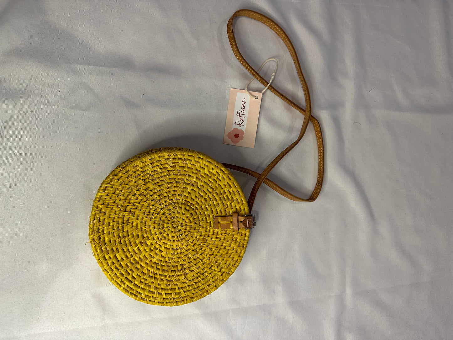 Raffia small round purse