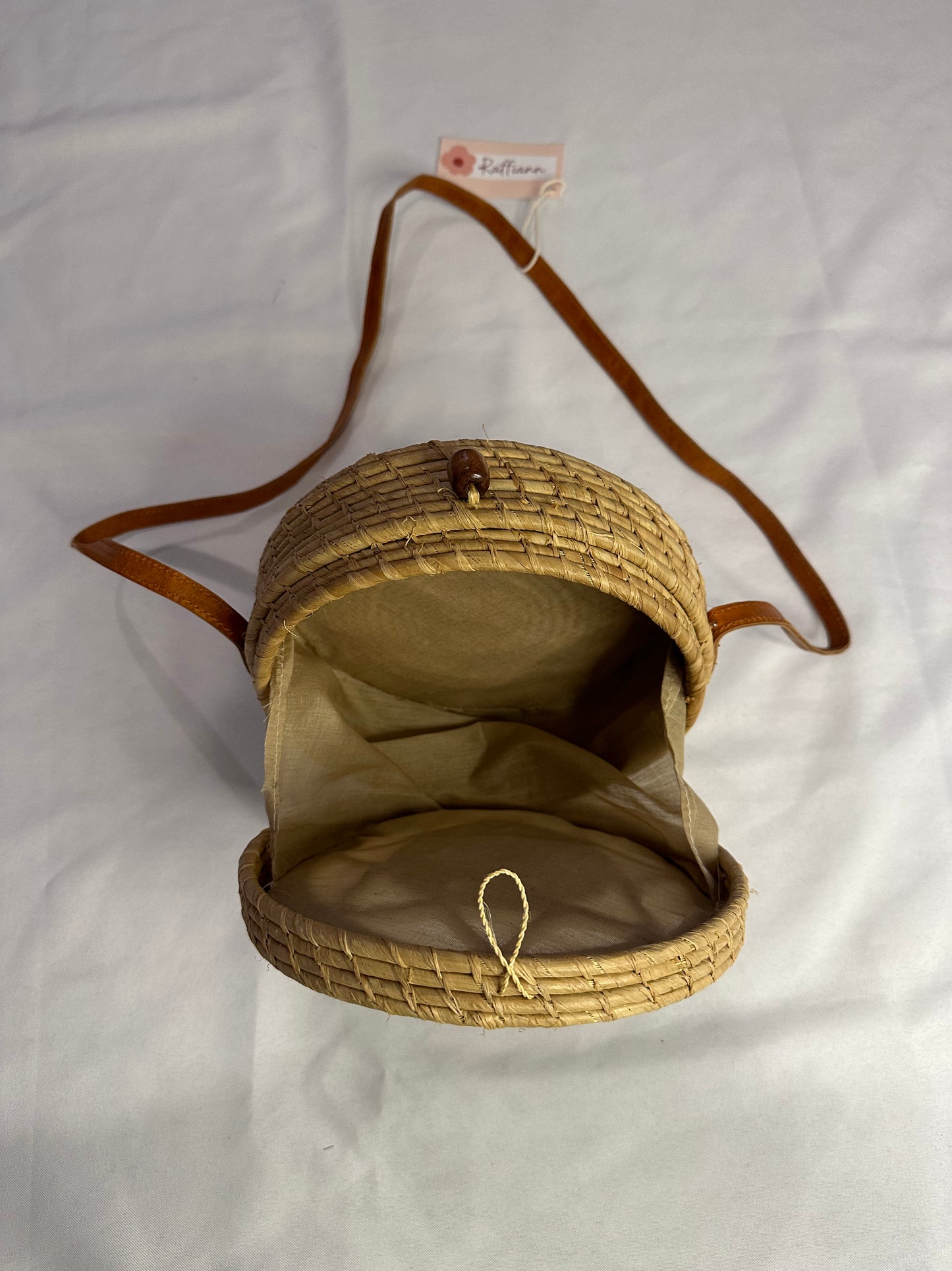 Raffia small round purse